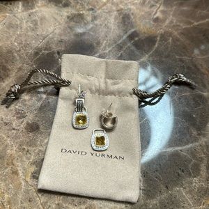 David Yurman yellow quartz and diamond earrings.